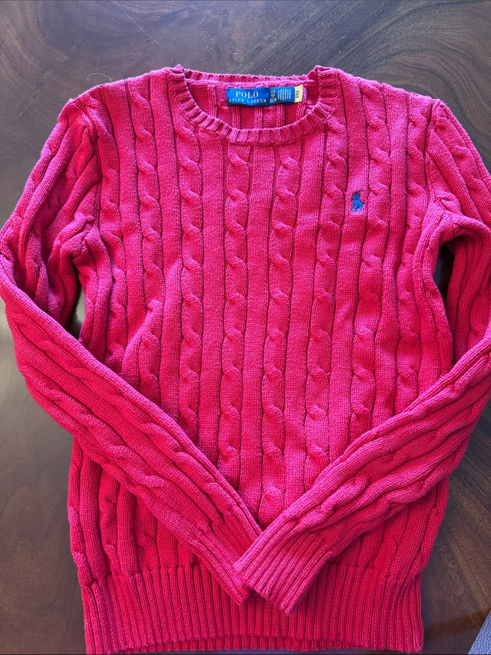 Polo by Ralph Lauren Women's Hot Pink Cable Knit Sweater